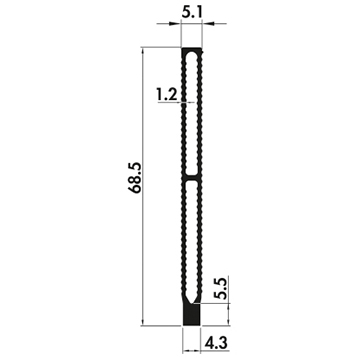 Brazed fins heatsink H68.5 Product Drawing