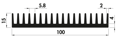 Extruded heatsink P100 15 Product Drawing