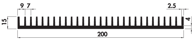 Extruded heatsink P200 15 Product Drawing