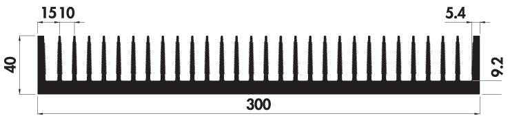 Extruded heatsink P300 40B Product Drawing