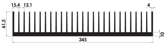 Extruded heatsink P345 61 Product Drawing