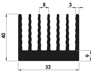 Extruded heatsink P52 40 Product Drawing