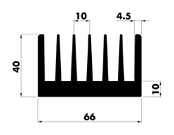 Extruded heatsink P66 40 Product Drawing