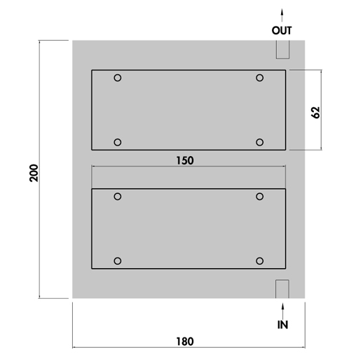 Friction stir welding heatsink LCP 180x20/200 - FSW Product Drawing