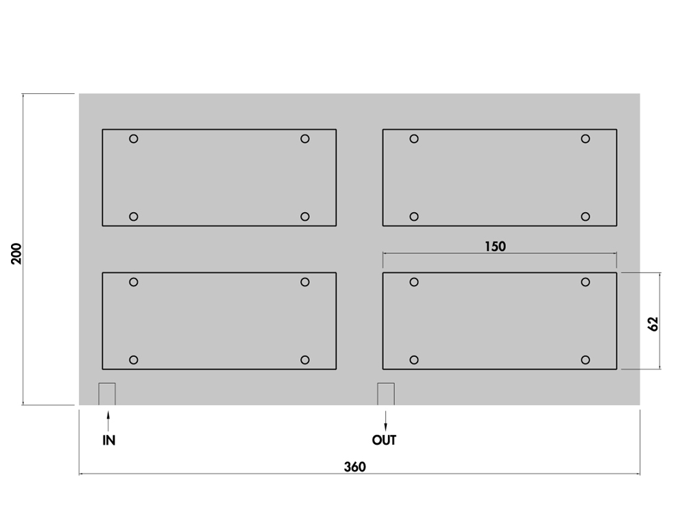 Friction stir welding heatsink LCP 360x22/200 - FSW Product Drawing