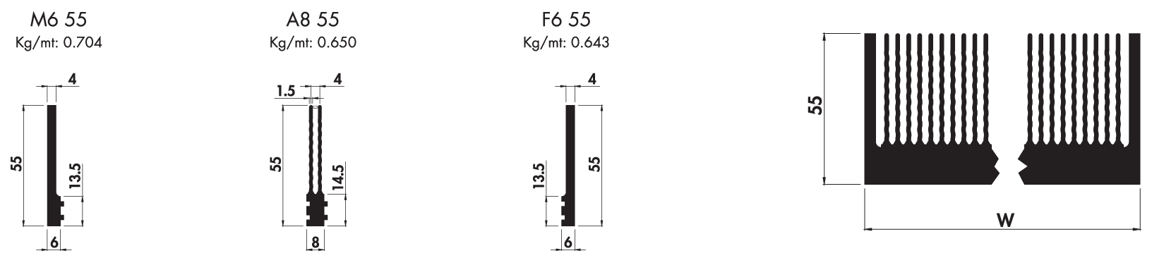 High performance heatsink PA8 55 Product Drawing