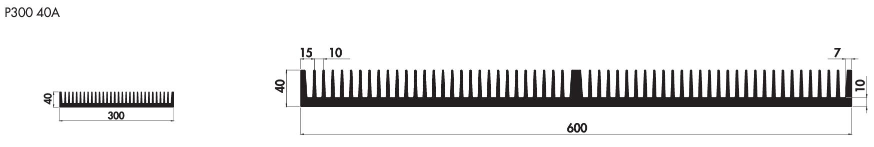 Welded heatsinks P600 40A Product Drawing