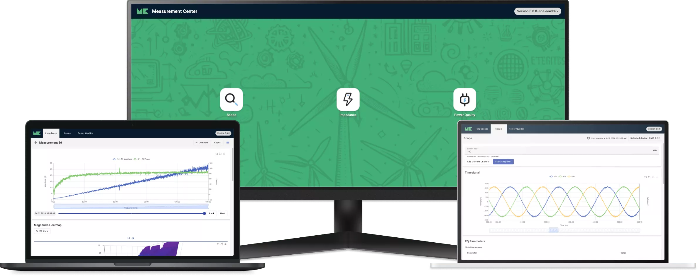 morEnergy Measurement Center software for network impedance analysis and power quality monitoring